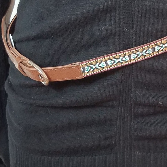 VEGAN Leather Native Inspired Embroidered Belt - Picture 1 of 6